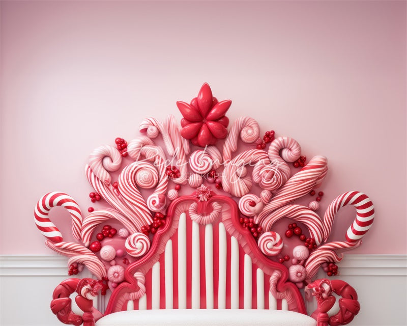 Kate Pink & Red Candycane Headboard Backdrop Designed by Lidia Redekopp