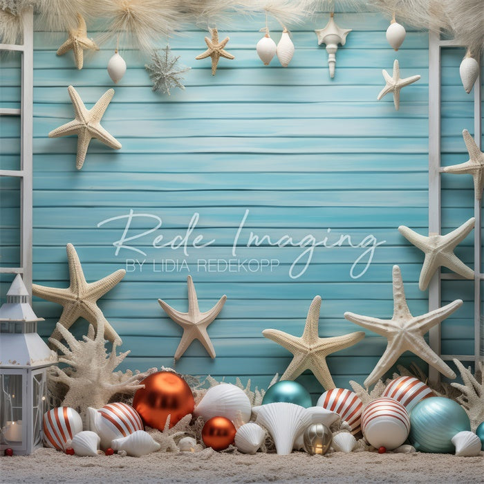 Kate Starfish Beach Christmas Wall Backdrop Designed by Lidia Redekopp
