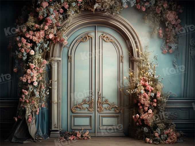 Kate Blue Door Pink Floral Arch Backdrop Designed by Emetselch