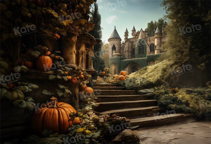 Enchanted Castle Pumpkin Garden Backdrop
