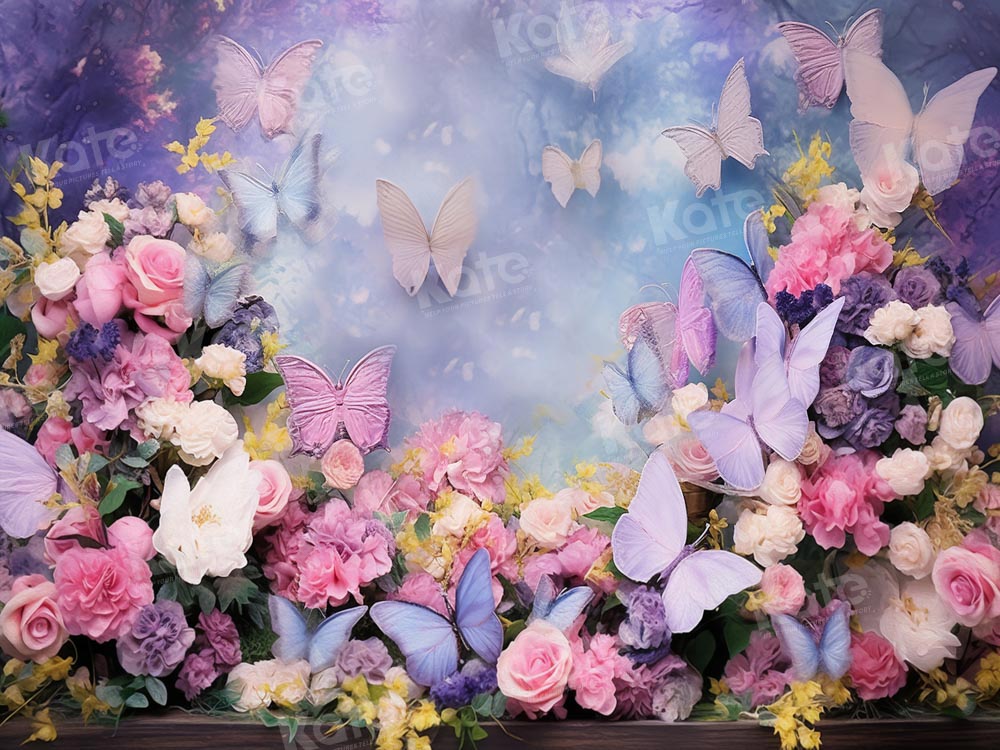 Kate Spring Butterfly Floral Backdrop Designed by Emetselch