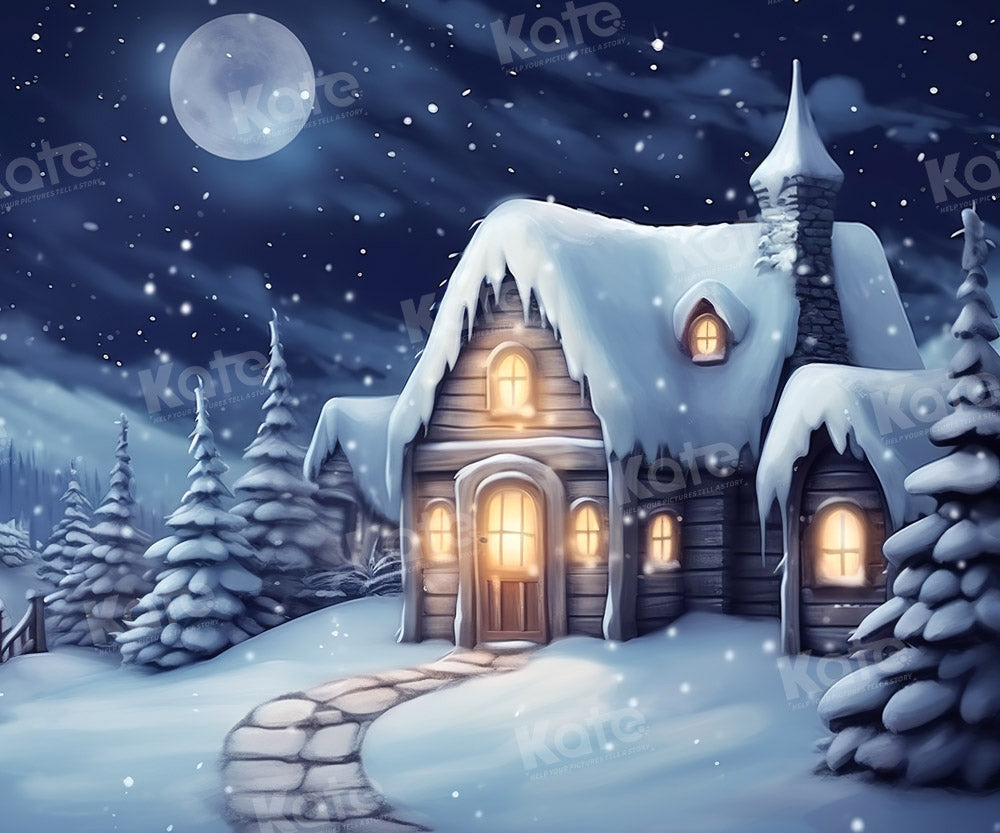 Kate Winter House Snow Night Backdrop Designed by Emetselch