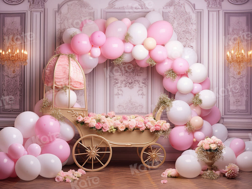 RTS Kate Spring Pink Balloon Floral Cart Backdrop Designed by Emetselch