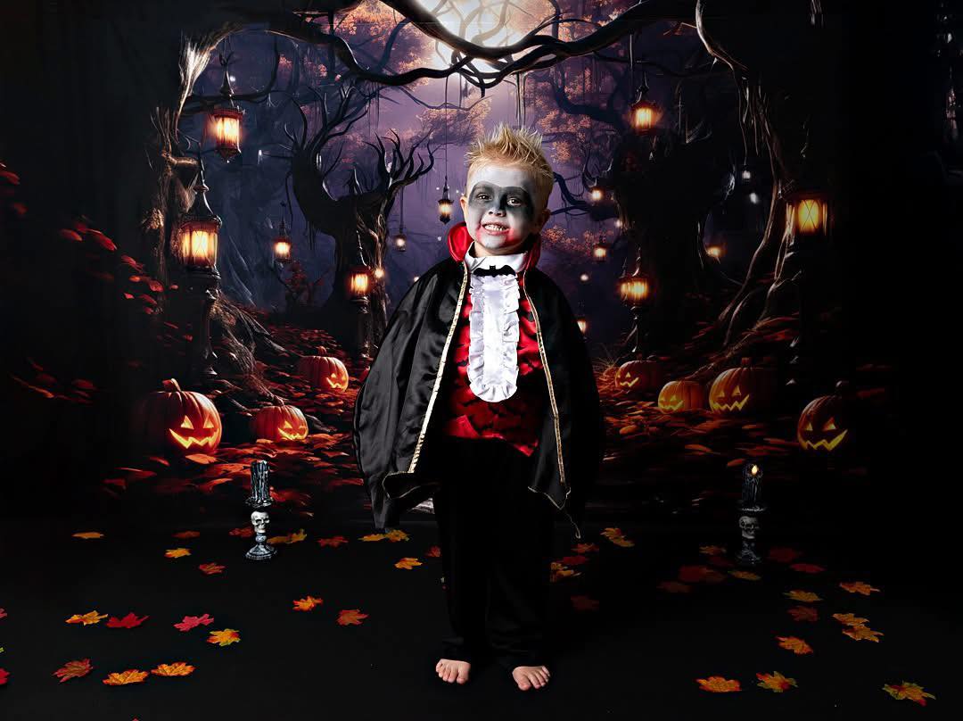 Kate Halloween Pumpkin Forest Light Backdrop Designed by Emetselch