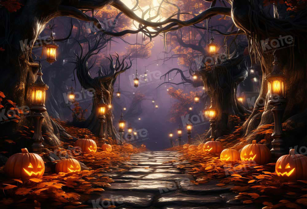 Kate Halloween Pumpkin Forest Light Backdrop Designed by Emetselch
