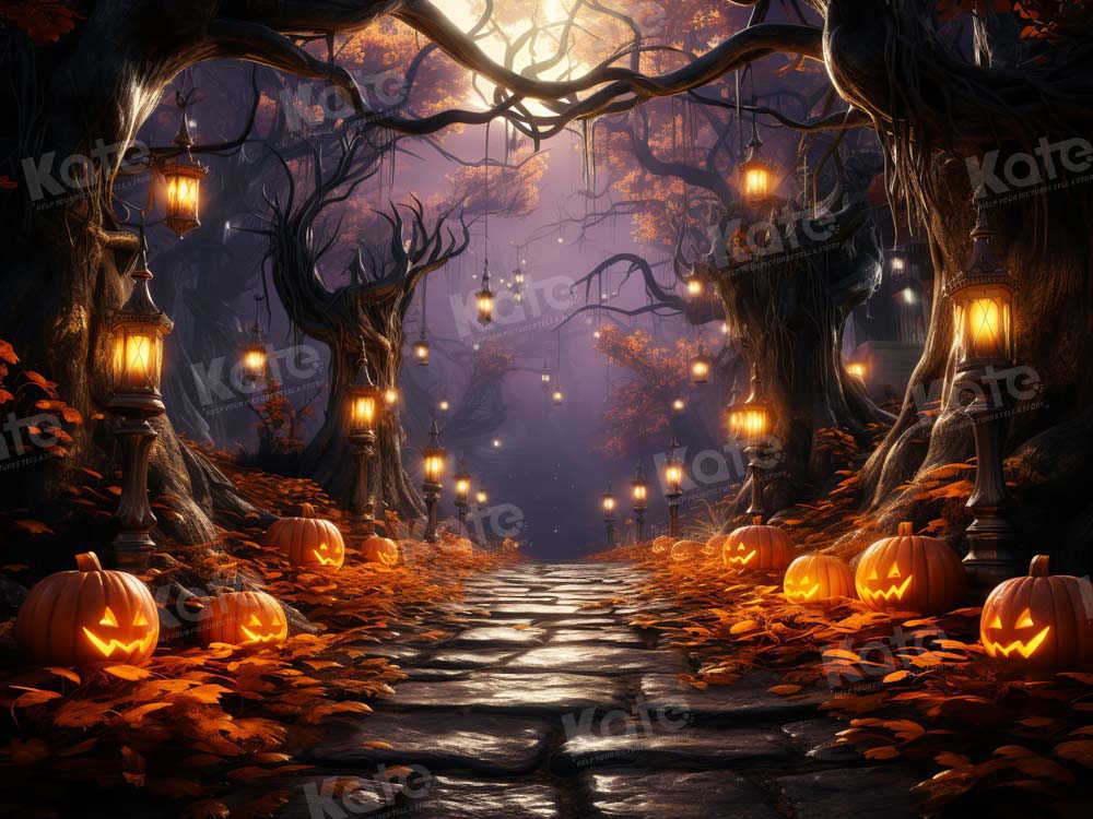 Kate Halloween Pumpkin Forest Light Backdrop Designed by Emetselch