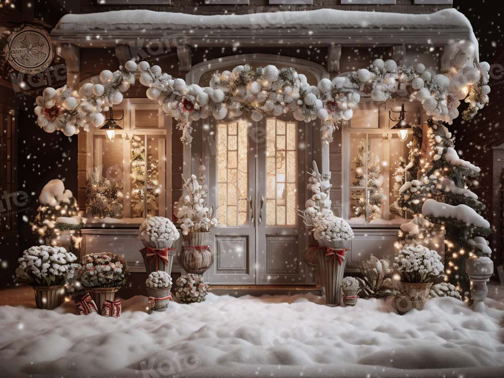 Kate Winter Christmas House Snow Light Backdrop Designed by Emetselch