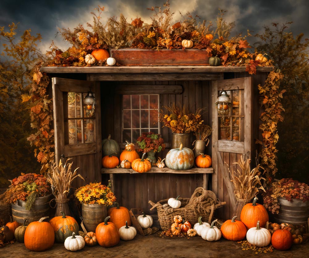 Kate Autumn/Fall Pumpkin Shop Backdrop Designed by Emetselch
