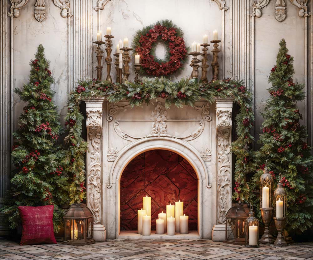 Kate Christmas Retro Fireplace Backdrop Designed by Emetselch