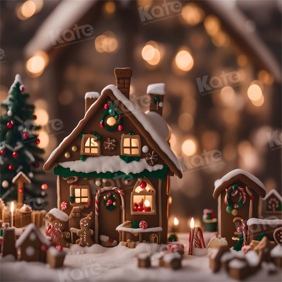 Kate Bokeh Christmas Gingerbread House Cookie Backdrop for Photography