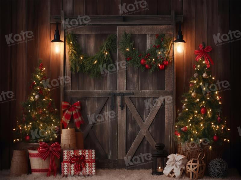 Kate Christmas Dark Barn Tree Backdrop for Photography