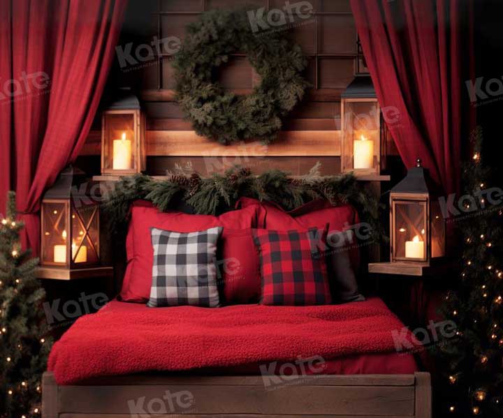Kate Christmas Red Headboard Backdrop for Photography