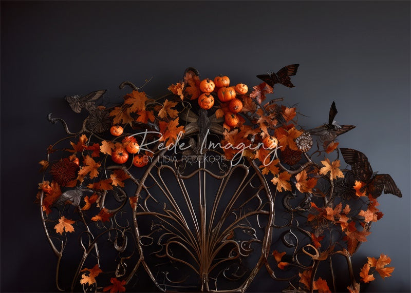 Kate Pumpkins & Butterflies Autumn Headboard Backdrop Designed by Lidia Redekopp