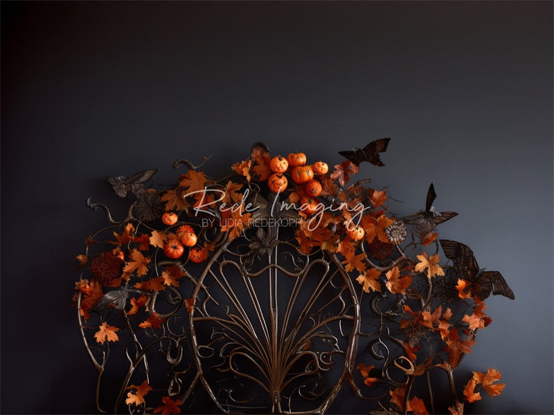 Kate Pumpkins & Butterflies Autumn Headboard Backdrop Designed by Lidia Redekopp