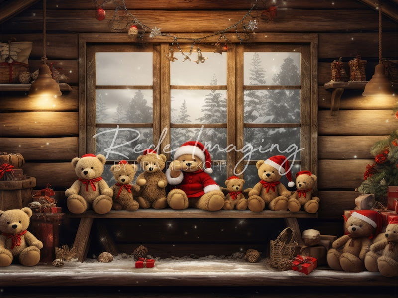 Kate Christmas Winter Teddy Bear Window Backdrop Designed by Lidia Redekopp
