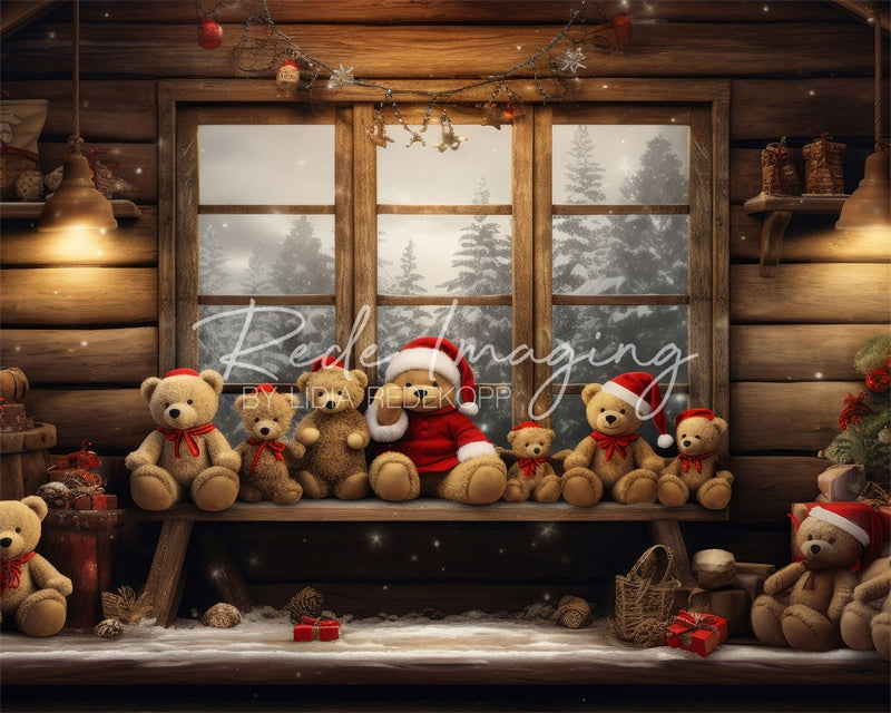 Kate Christmas Winter Teddy Bear Window Backdrop Designed by Lidia Redekopp