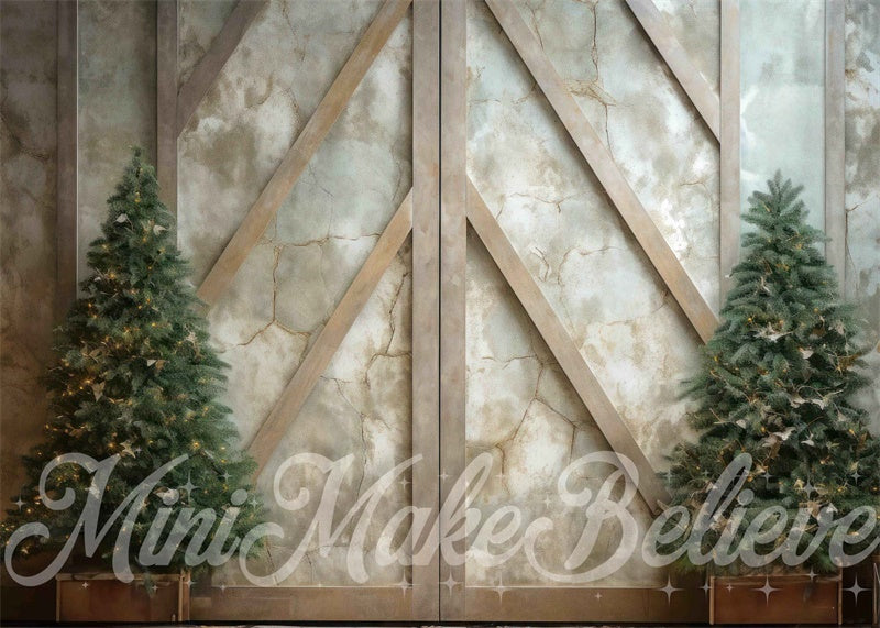 Kate Winter Christmas Trees Rustic Marble Wall Backdrop Designed by Mini MakeBelieve