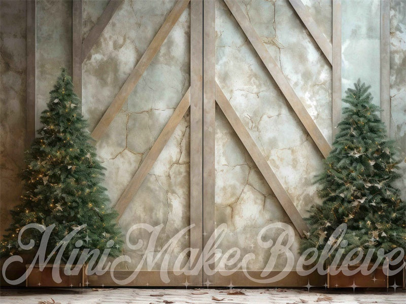 Kate Winter Christmas Trees Rustic Marble Wall Backdrop Designed by Mini MakeBelieve