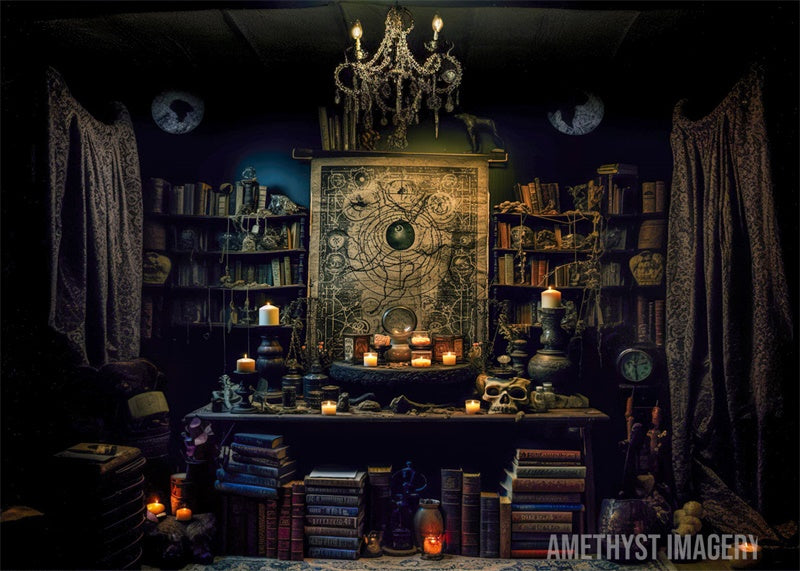 Kate Spooky Book Den Backdrop Designed by Angela Miller
