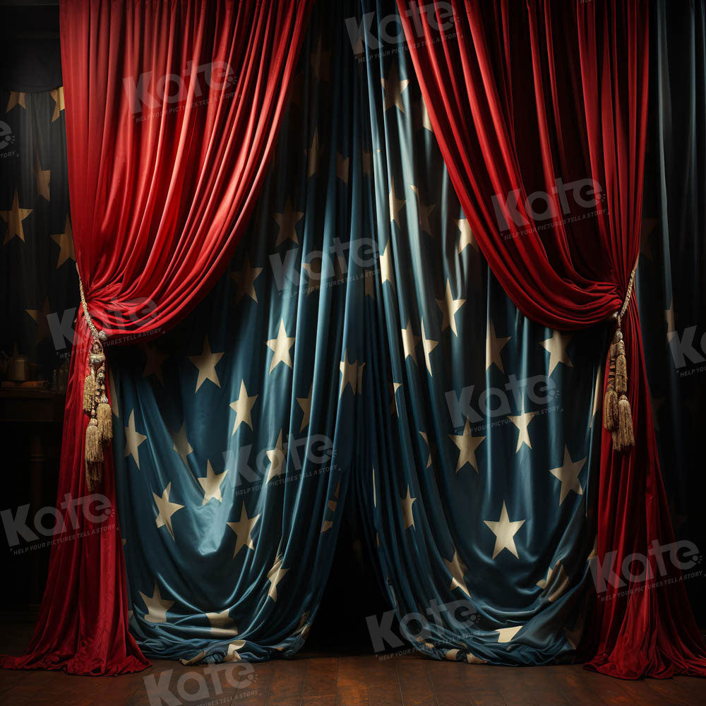 Kate Star Red Curtain Stage Backdrop for Photography