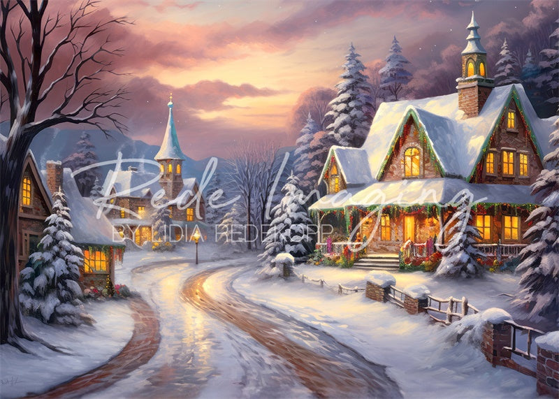 Kate Cozy Village Christmas Backdrop Designed by Lidia Redekopp