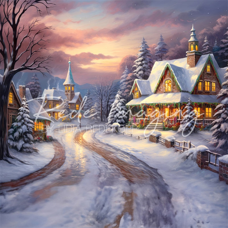 Kate Cozy Village Christmas Backdrop Designed by Lidia Redekopp