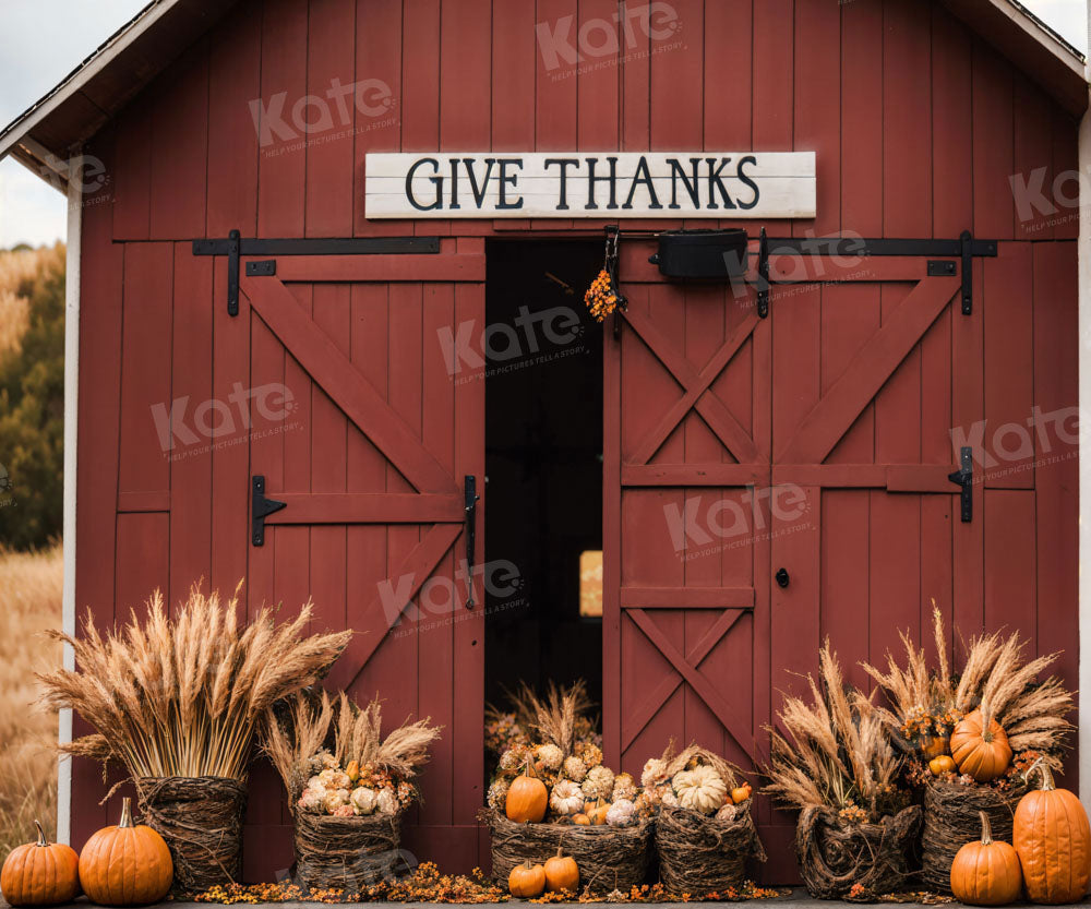 Kate Autumn Fall Thanksgiving Day Red Barn Backdrop for Photography