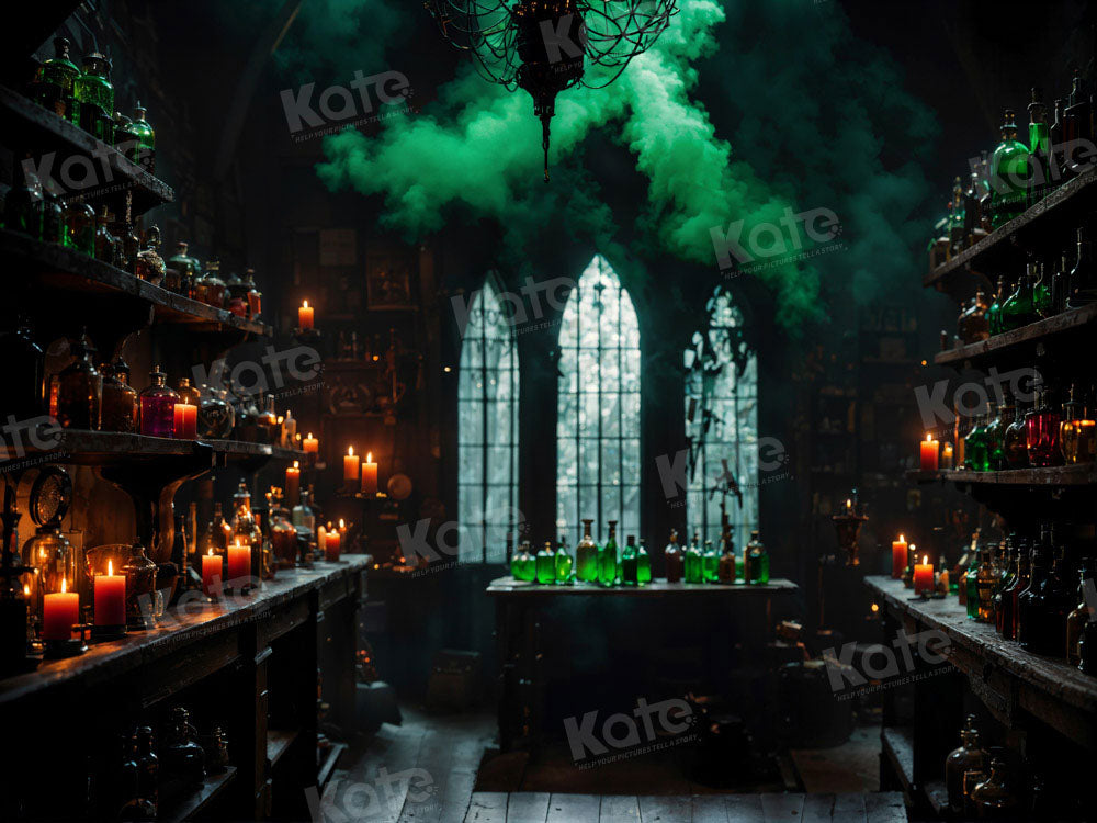 Kate Medieval Laboratory Room Green Smoke Backdrop for Photography