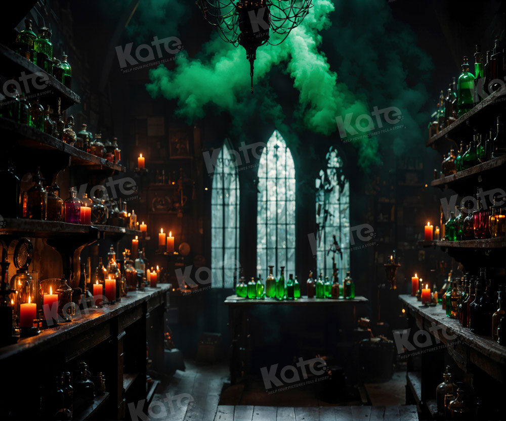 Kate Medieval Laboratory Room Green Smoke Backdrop for Photography