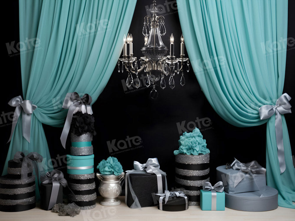 Kate Fashion Blue Curtain Gifts  Backdrop for Photography