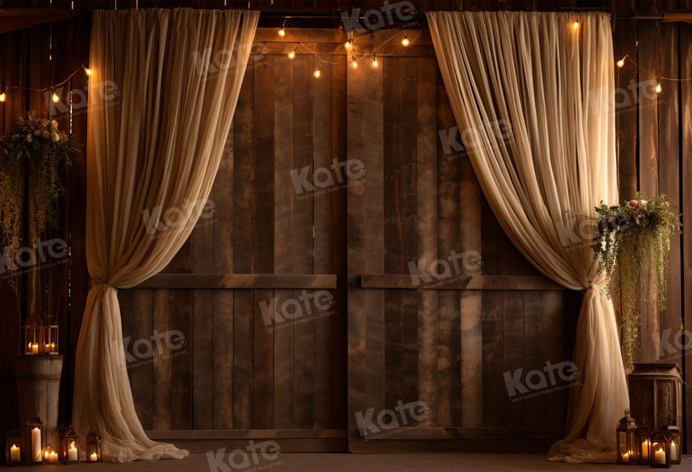 Kate Retro Brown Wood Wedding Backdrop for Photography