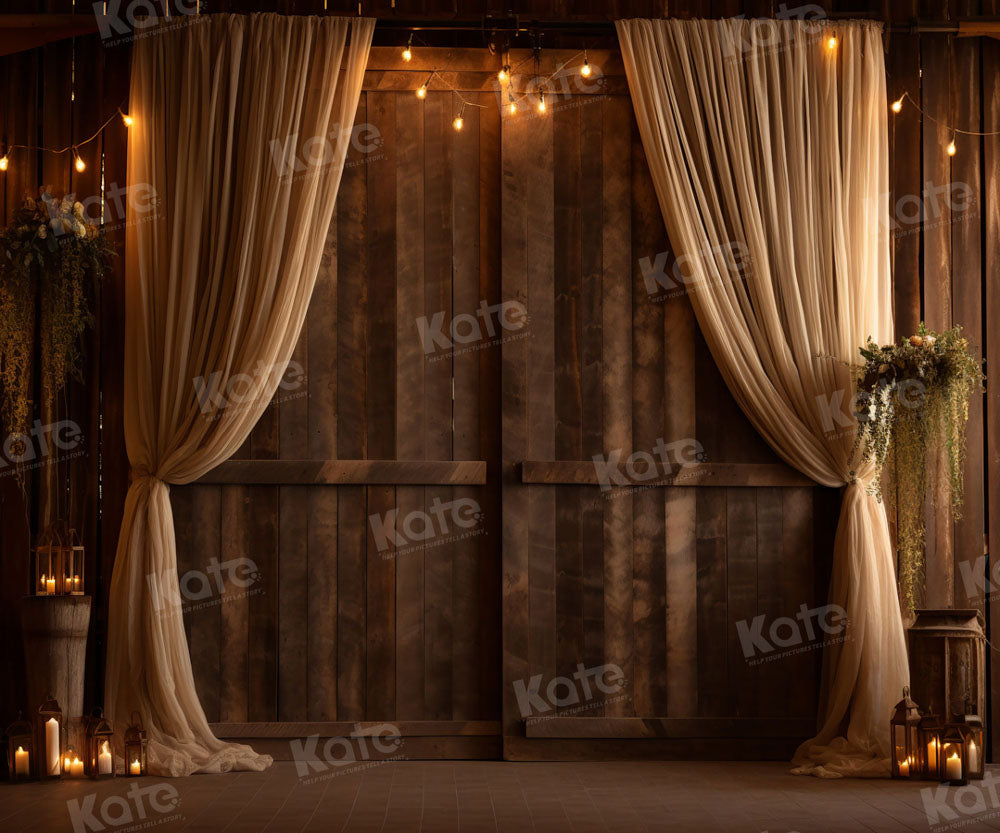 Kate Retro Brown Wood Wedding Backdrop for Photography
