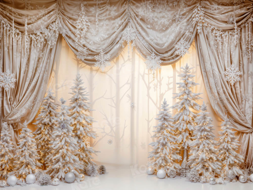 Kate Christmas Golden Wonderland Curtain Backdrop Designed by Emetselch