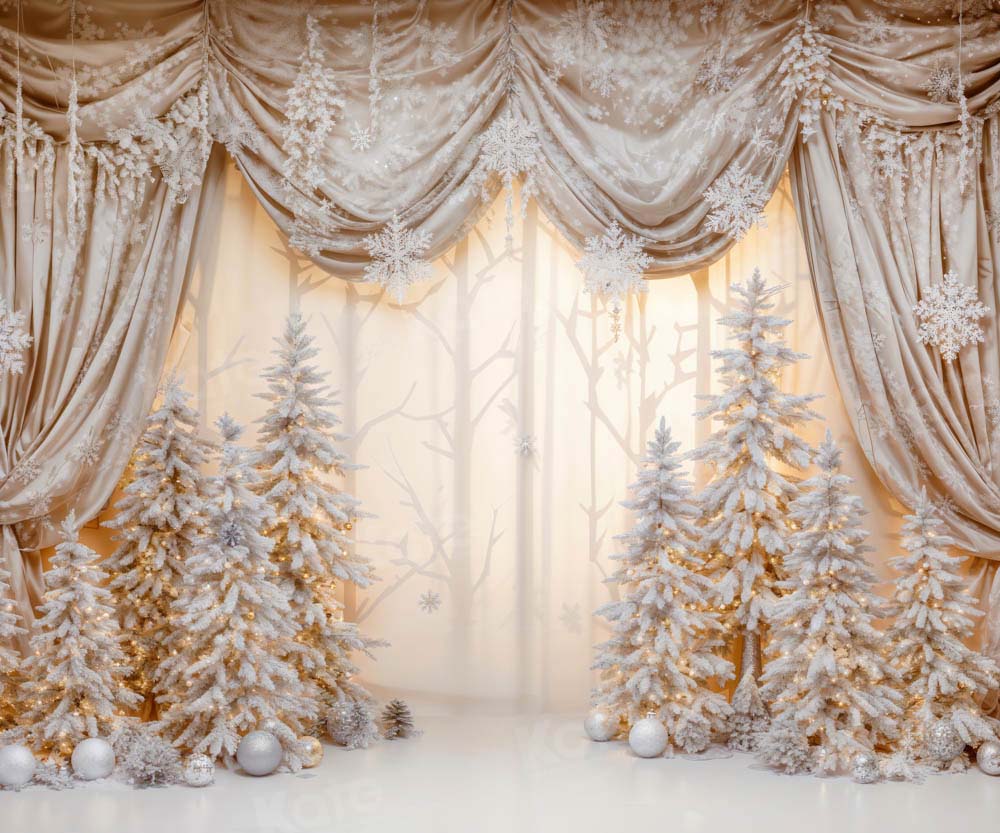 Kate Christmas Golden Wonderland Curtain Backdrop Designed by Emetselch