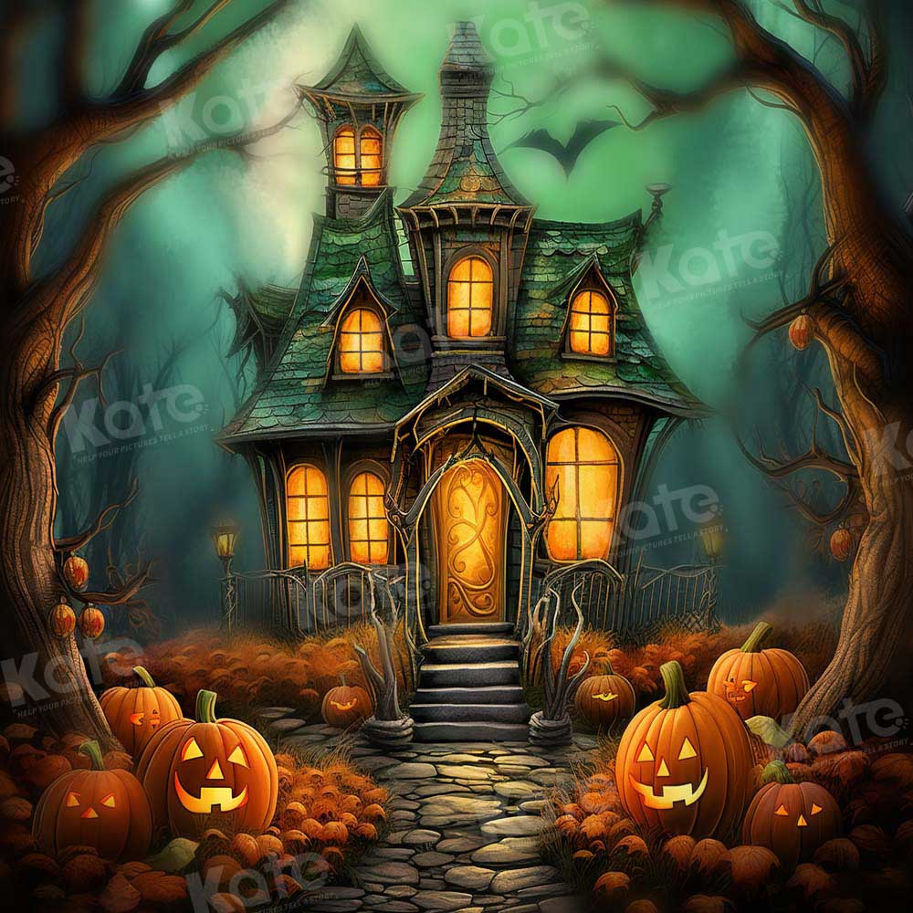 Kate Halloween Spooky Pumpkin Castle Backdrop Designed by Emetselch
