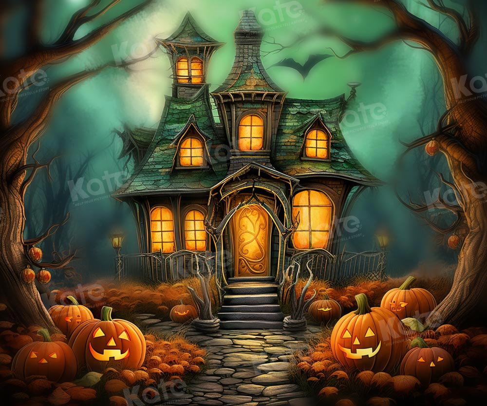 Kate Halloween Spooky Pumpkin Castle Backdrop Designed by Emetselch