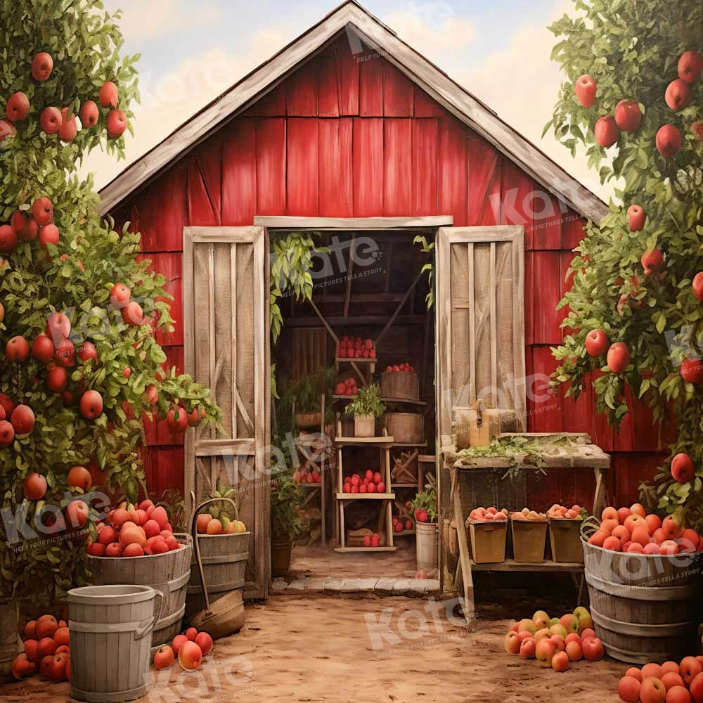 Kate Autumn/Fall Red Barrn Apple Tree Backdrop Designed by Emetselch