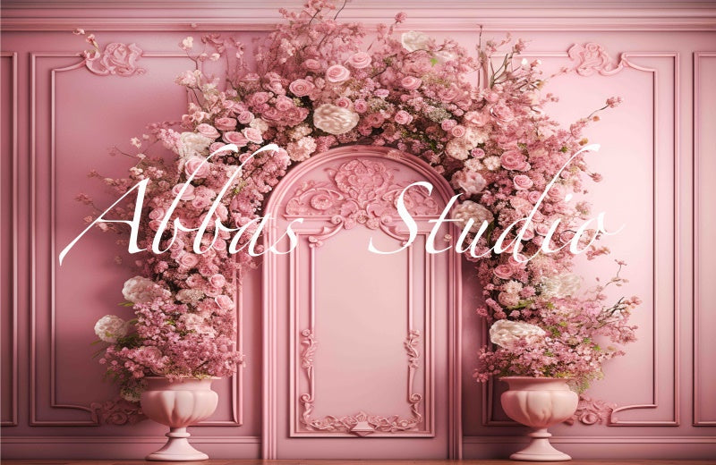 Kate Pink Floral Arch Backdrop Designed by Abbas Studio