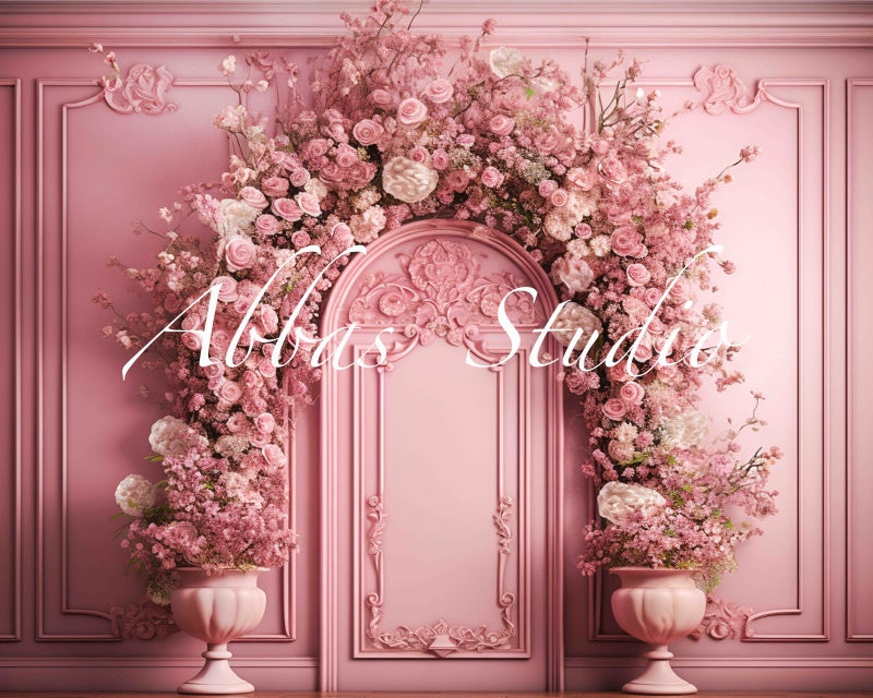 Kate Pink Floral Arch Backdrop Designed by Abbas Studio