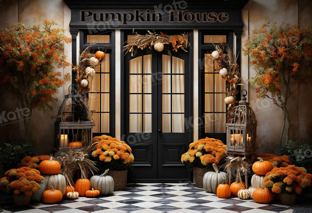 Autumn Pumpkin House Entrance Backdrop