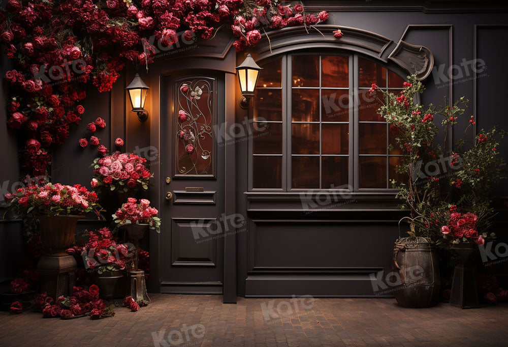 Kate Valentine's Day Rose Floral House Door Backdrop Designed by Emetselch