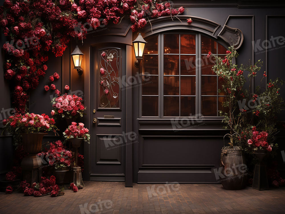 Kate Valentine's Day Rose Floral House Door Backdrop Designed by Emetselch