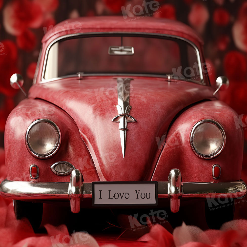 Kate Valentine's Day Red Car Backdrop Designed by Chain Photography