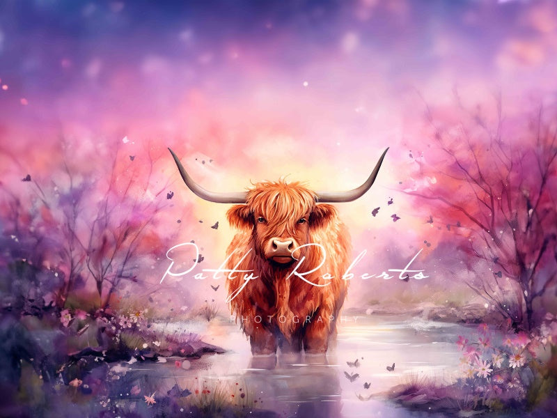 Kate Purple Highland Cow Backdrop Designed by Patty Robert
