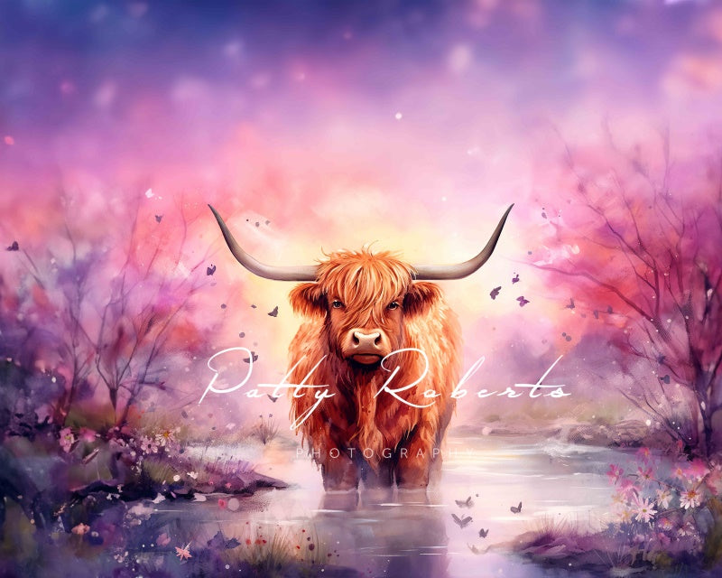 Kate Purple Highland Cow Backdrop Designed by Patty Robert