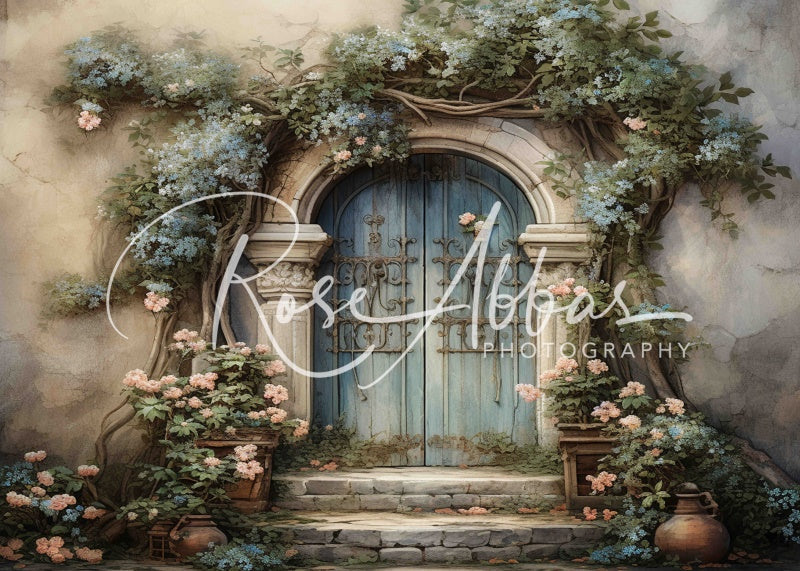 RTS Kate Beautiful Spring Old Door with Flowers Backdrop Designed By Rose Abbas