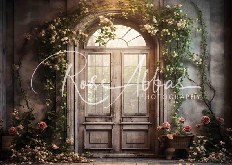 Kate Floral Arch with Door Backdrop Designed By Rose Abbas