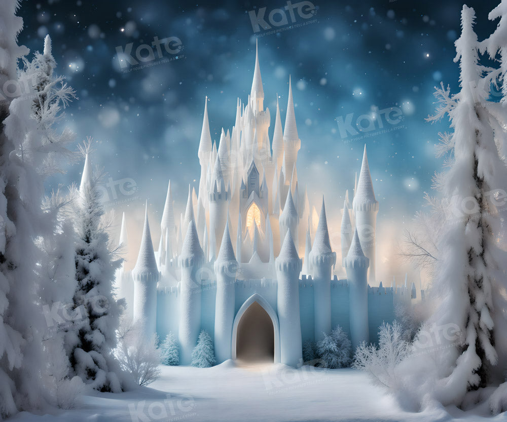 Kate Winter Snowy Frosted Castle Backdrop for Photography