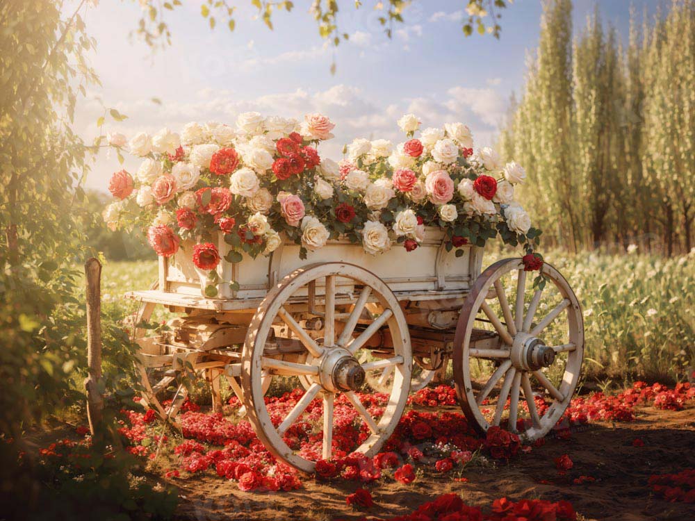 Kate Spring Valentine's Day Floral Cart Backdrop Designed by Emetselch