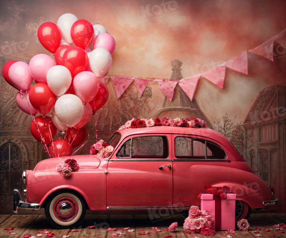 Kate Valentine's Day Pink Car Balloon Backdrop Designed by Emetselch
